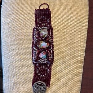 Artisan Burgundy Beaded Bracelet